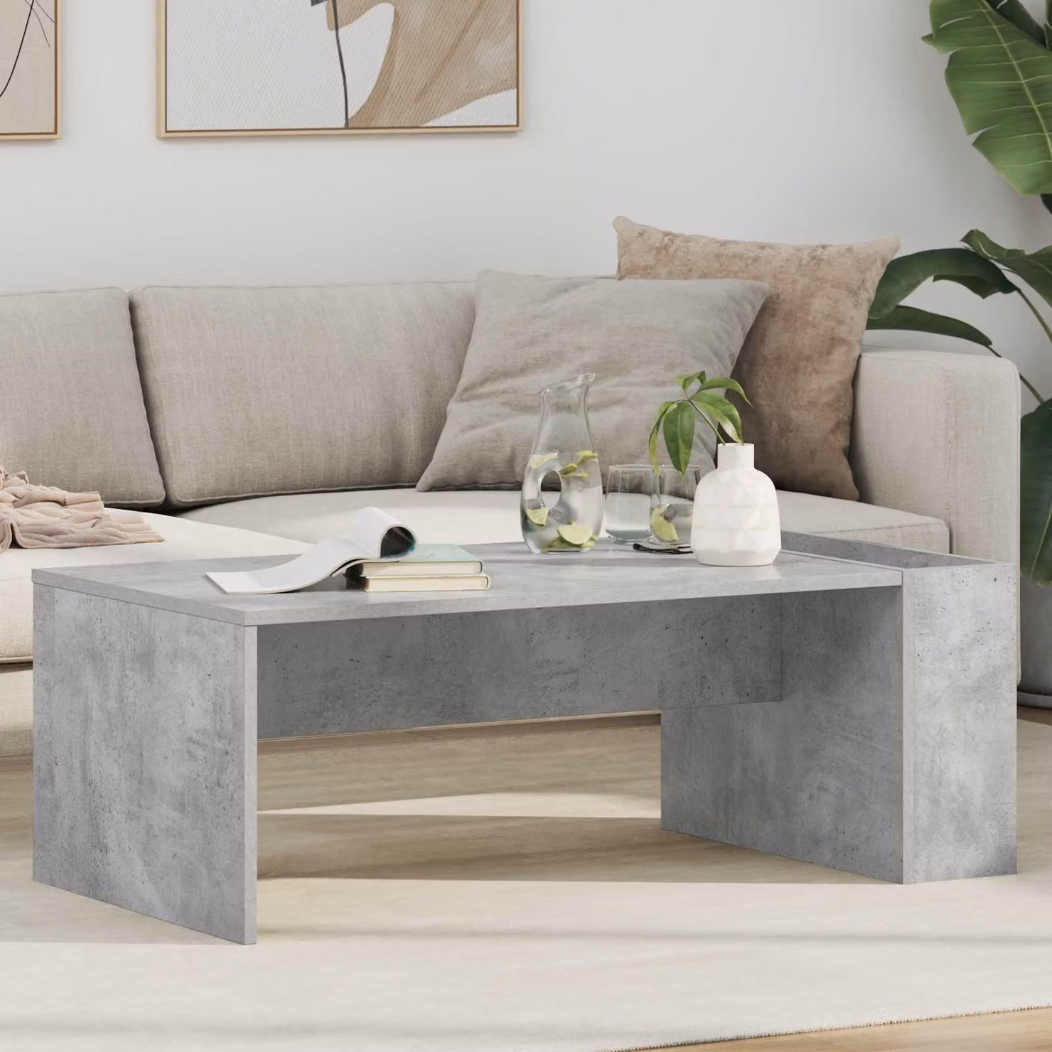 Maison Exclusive - Tavolino in cemento grigio 95 x 50 x 34 cm Materiale ligneo