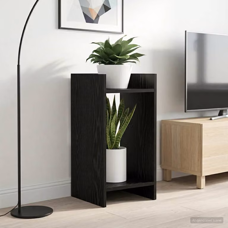 vidaXL Supporto per piante moderno in legno MDF nero L/P/H: 30 x 30 x 60 cm