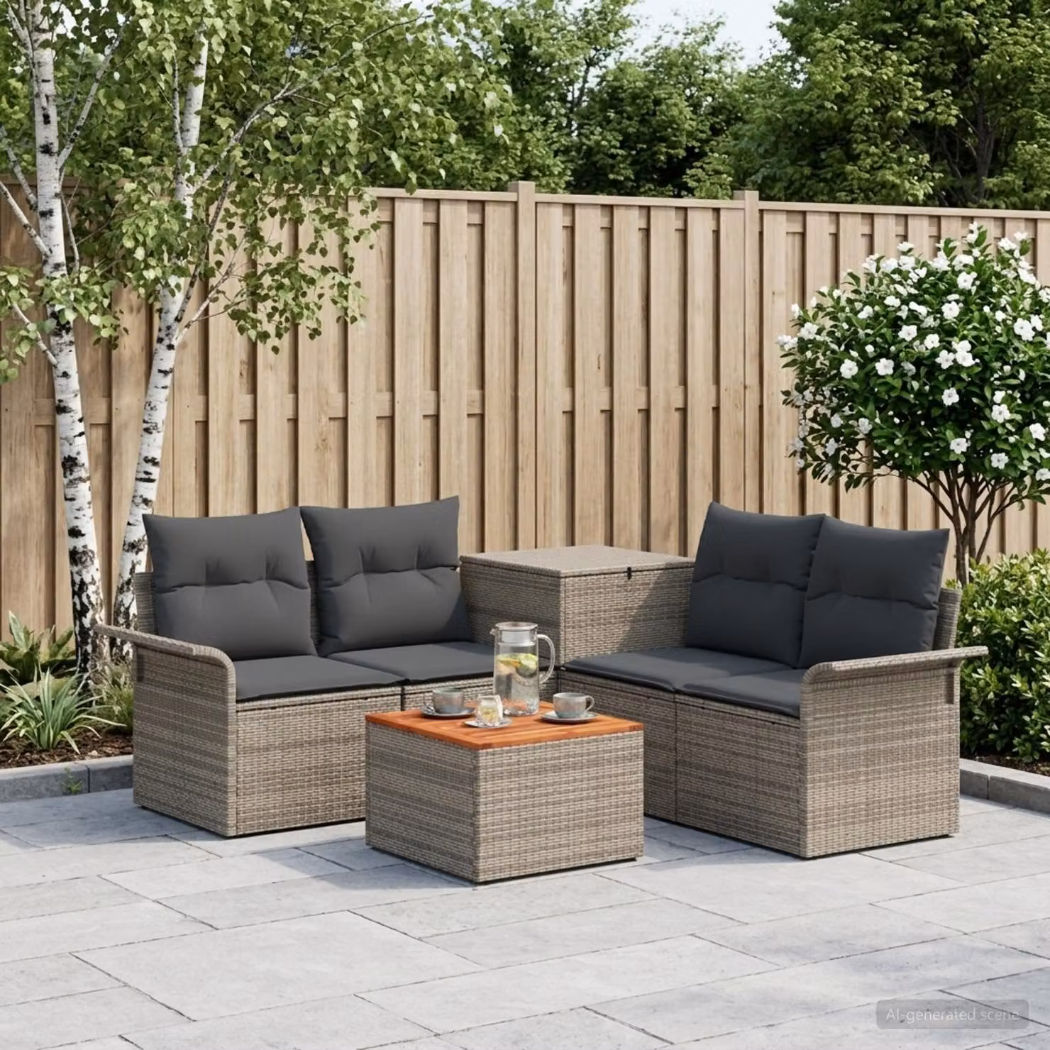 Set di divani da giardino vidaXL composto da 6 pezzi con tavolino e cuscini, colore grigio e antracite