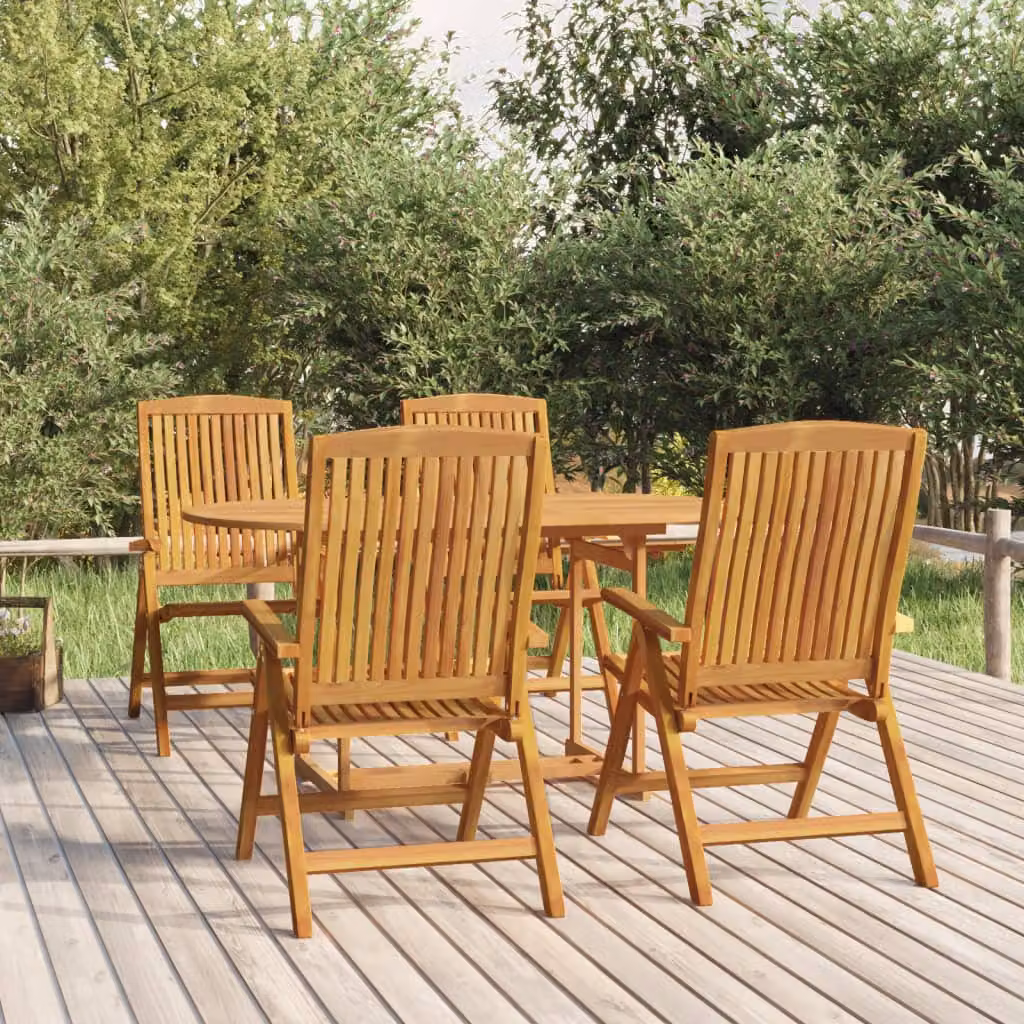 Set da pranzo per giardino vidaXL in legno di teak marrone, composto da 5 pezzi con tavolo rettangolare e sedie