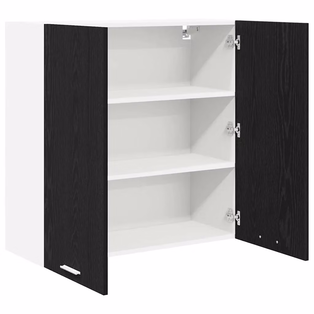 Armadio a muro moderno HELLOSHOP26 in legno composito rovere nero opaco con ante a battente, L: 80 cm, P: 31 cm, H: 80 cm – 2