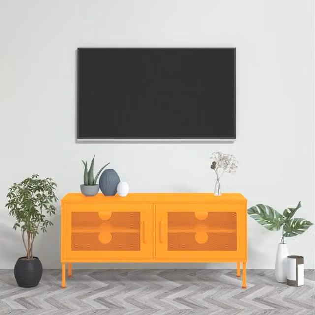 Mobile TV moderno vidaXL in metallo giallo opaco L: 105 cm, P: 35 cm, H: 50 cm