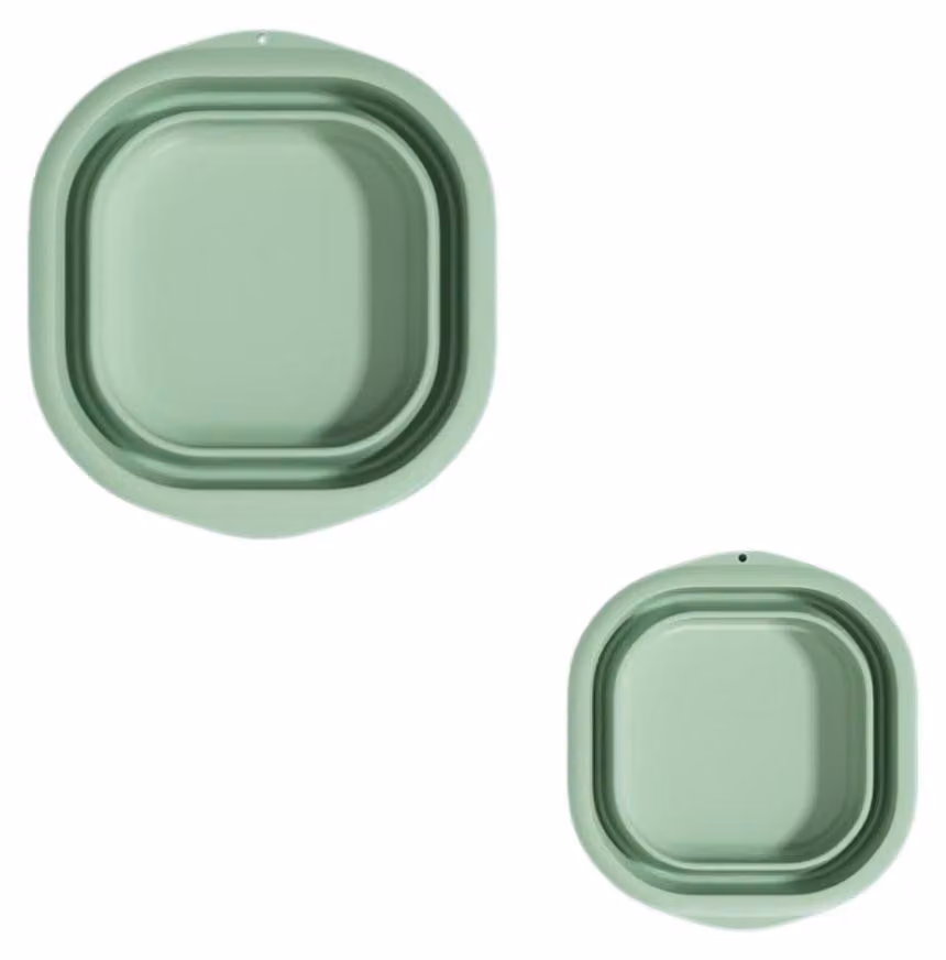 INF Bacinelle pieghevoli 2 pezzi PP TPE 37.5x25x12.5cm per viaggio Verde