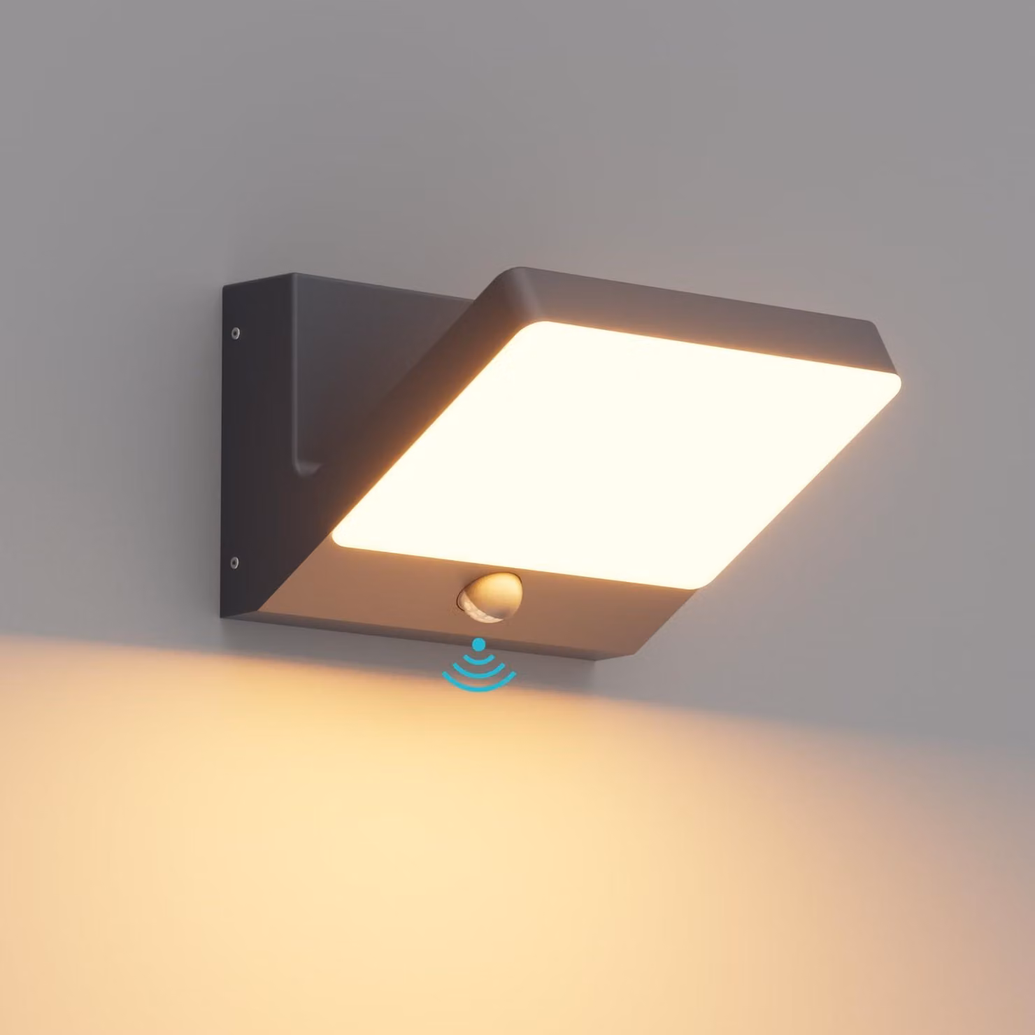 Lampada da parete esterna a LED, 30 W, 1700 lumen, 3000 K, grado di protezione IP65, colore antracite, con sensore di movimento