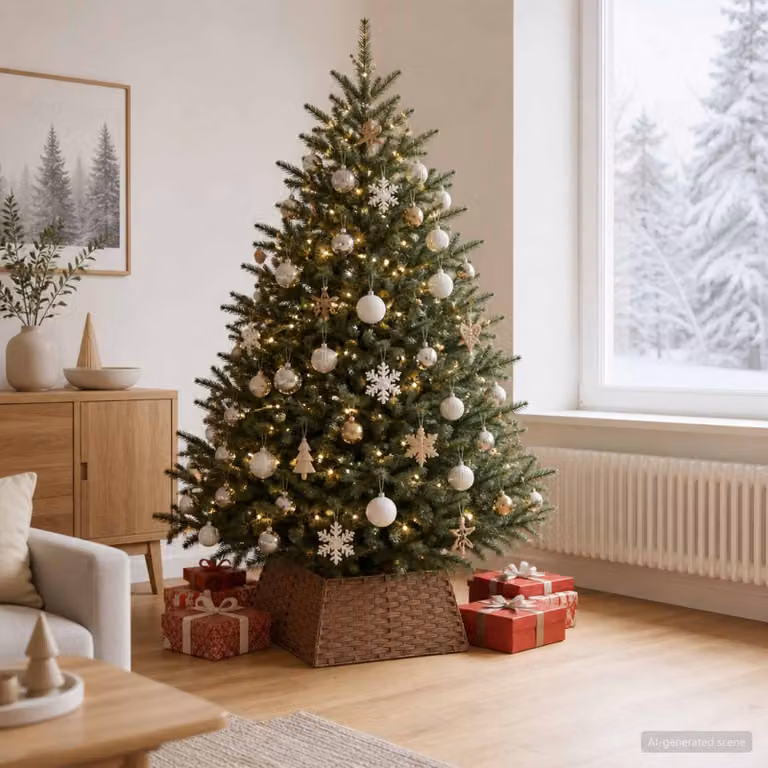 vidaXL Collare per Albero di Natale Quadrato Marrone Chiaro polyrattan