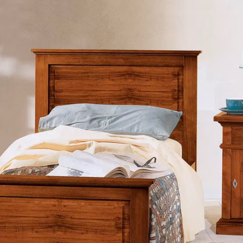 Letto singolo classico in legno di pino color noce Mobili 2G L/P/H: 103 x 209 x 110 cm – 3