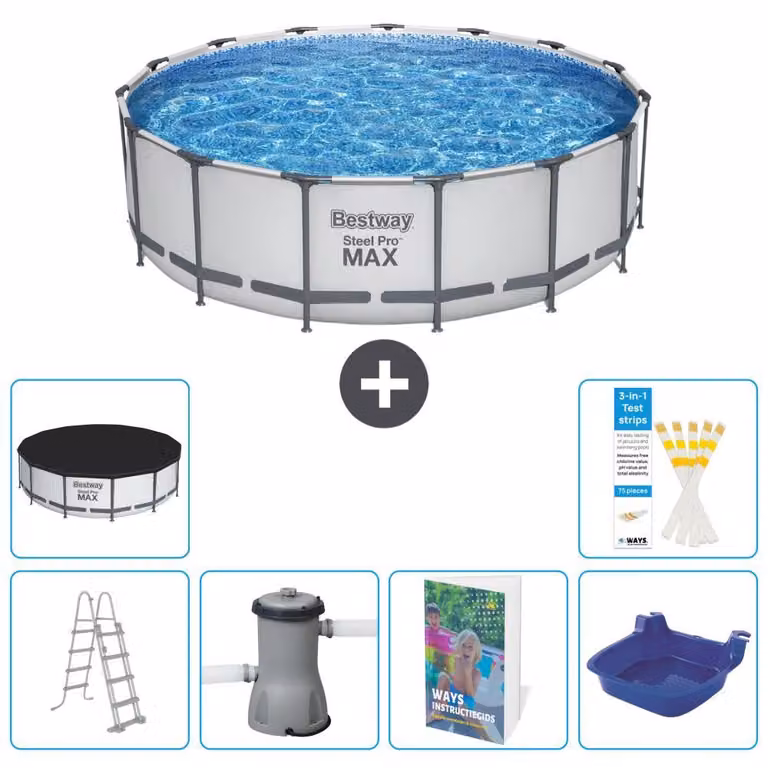 Piscina gonfiabile Bestway Steel Pro MAX, rotonda, 488x122 cm, composta da 5 parti, modello S662