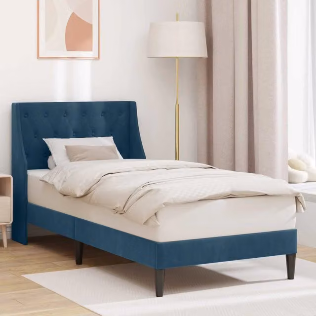 Letto moderno con testiera in velluto blu vidaXL L: 202 cm, P: 100 cm, H: 96 cm