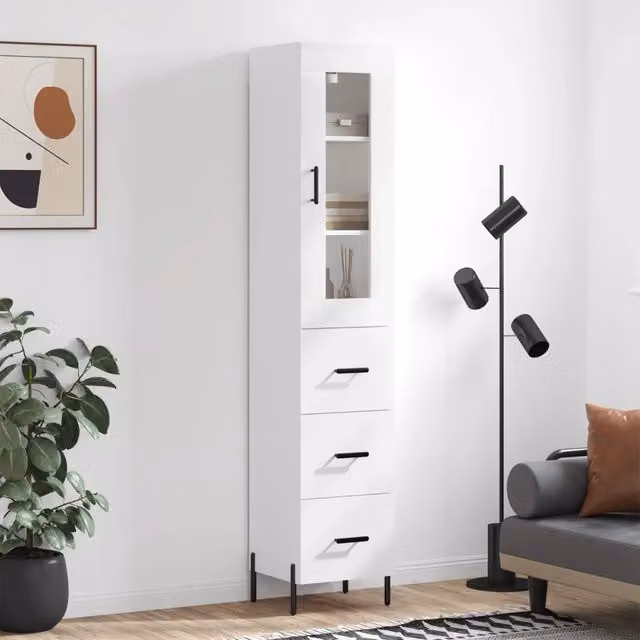 Mobile a muro moderno vidaXL bianco con ante a battente e ripiani interni L/P/H: 34,5 x 34 x 180 cm – 1