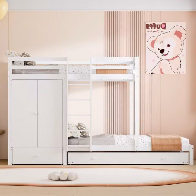 letto a castello in legno bianco 96 x 291 cm