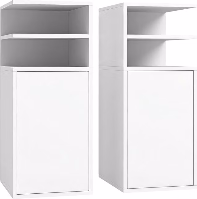 Set di 2 comodini salvaspazio HOMCOM con anta e vani aperti, bianco, L/P/H: 25 x 30 x 60 cm