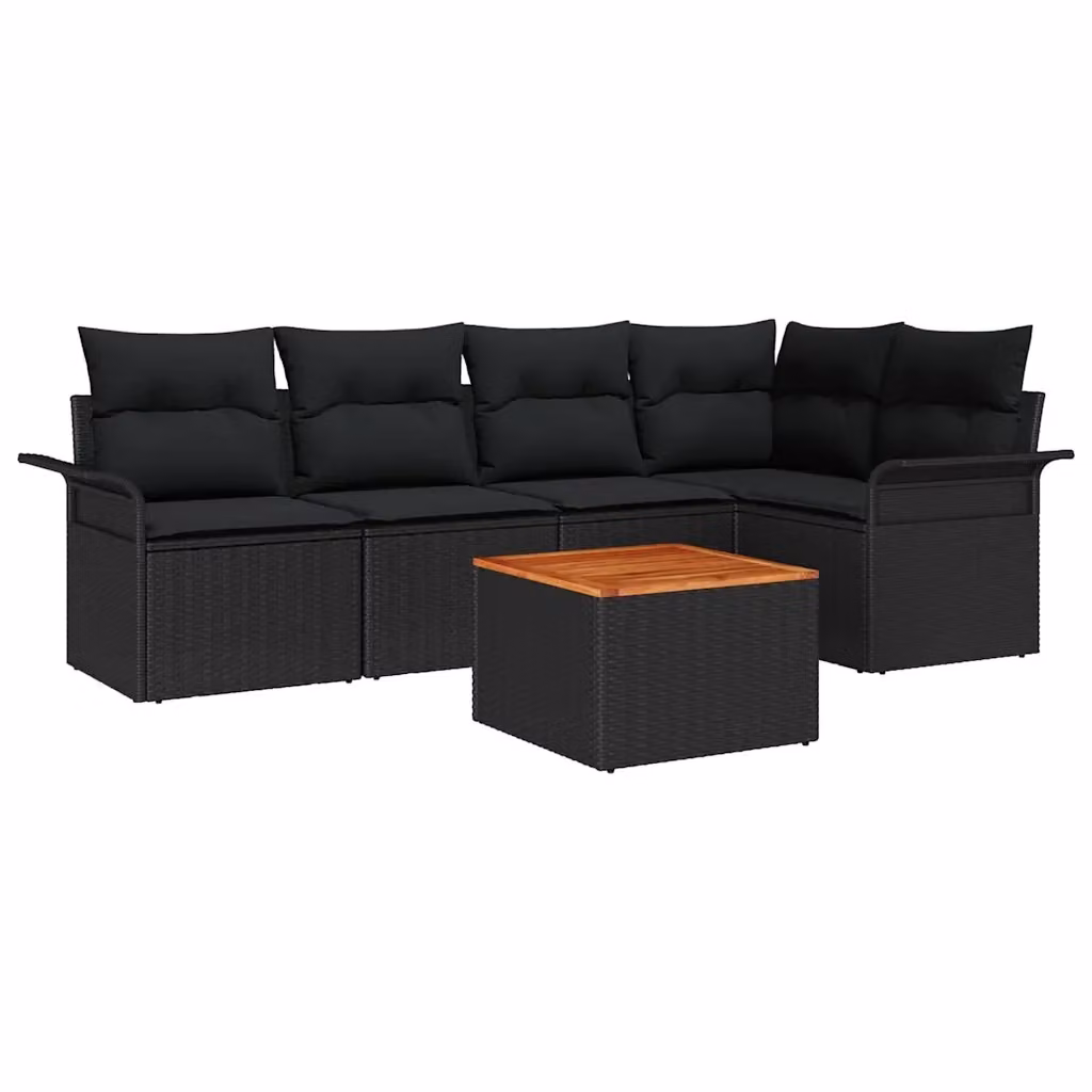 vidaXL Set Divano da Giardino a L con Archiviazione per Cuscini, 6 Pezzi, Nero – 2