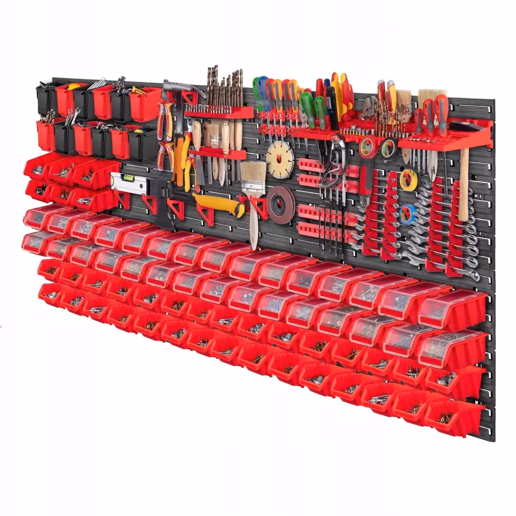 Pannello portautensili da parete KADAX per officina e garage, nero e rosso, L: 174 cm, H: 78 cm – 2