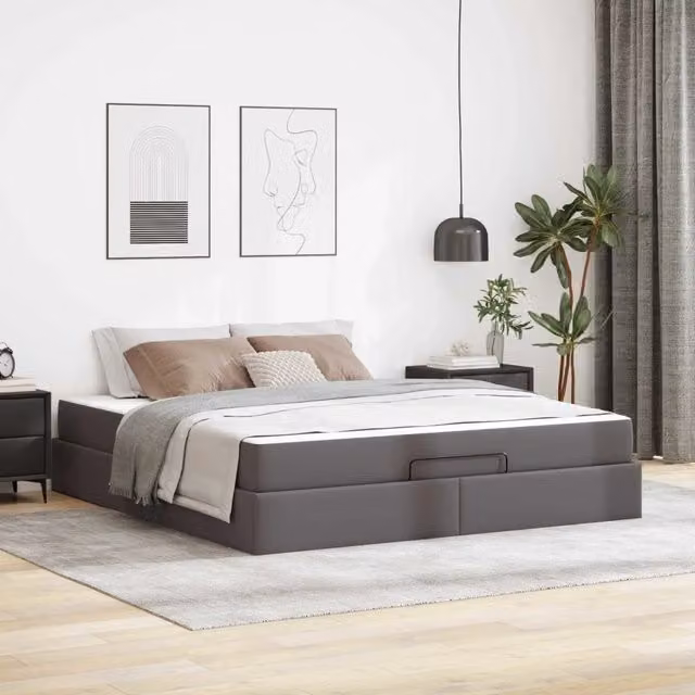 Struttura letto con materasso Altro 2 pz Grigio PVC 3399439