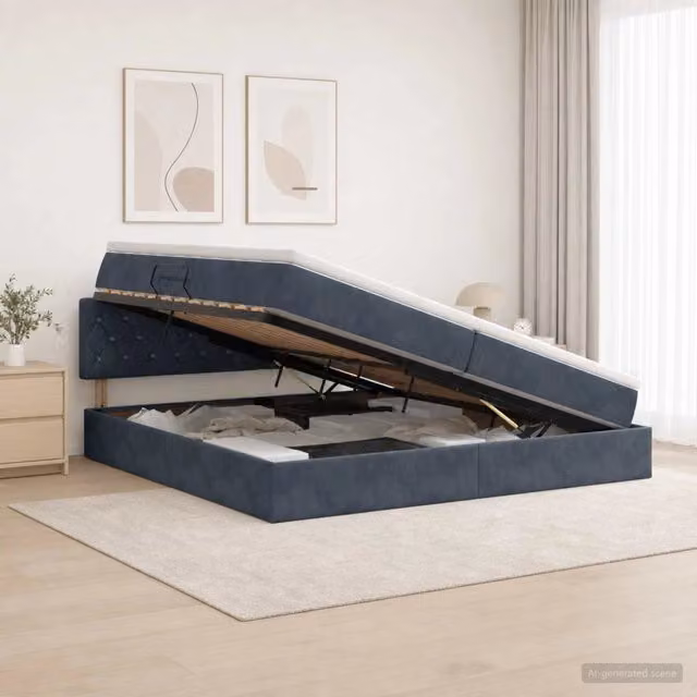 Letto con Contenitore Moderno vidaXL in Velluto Grigio e Bianco L/P/H: 200 x 200 x 88 cm