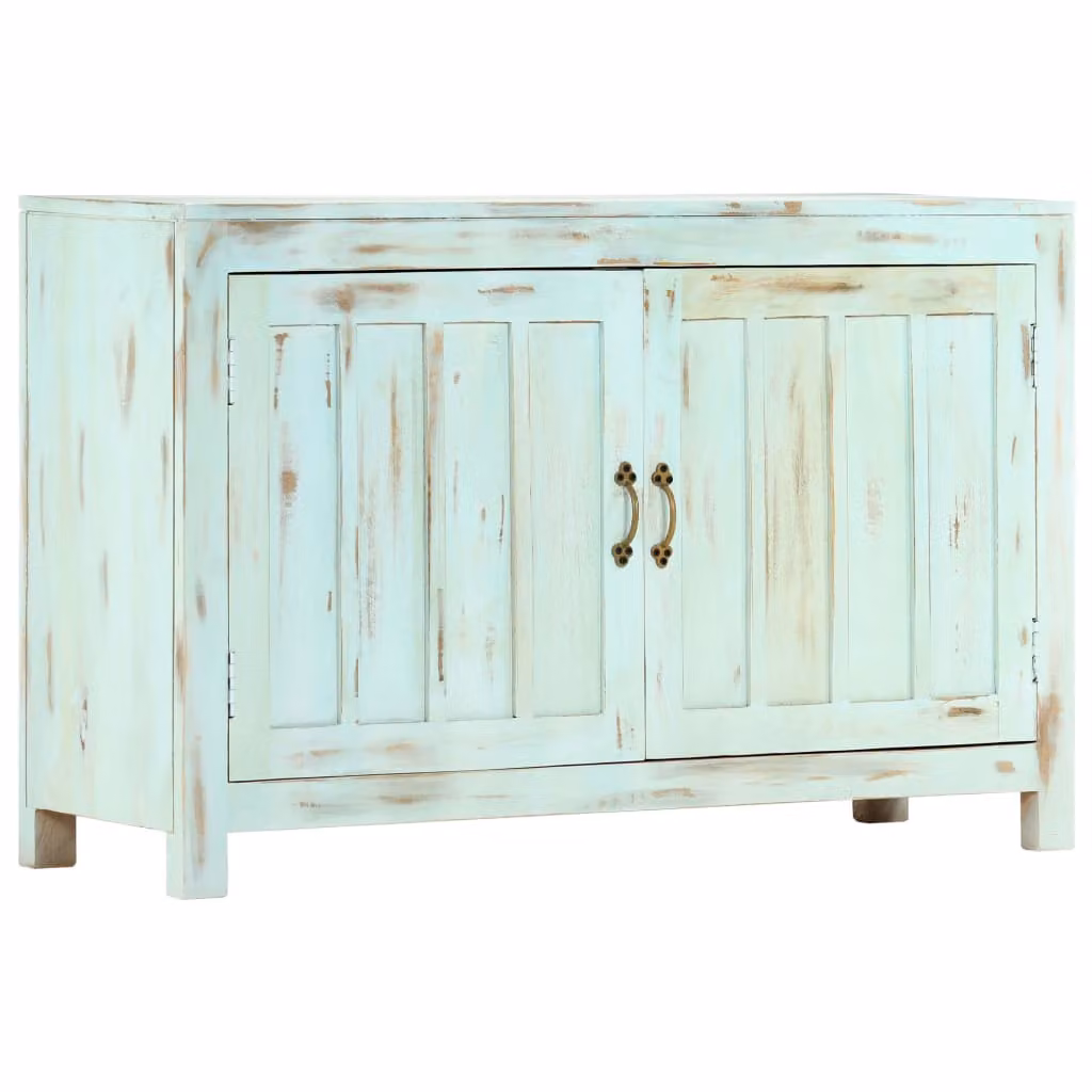 vidaXL Credenza azzurra 110x35x70 cm in legno massiccio di mango
