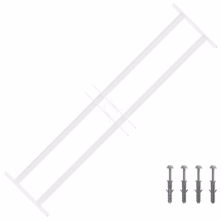 Griglia di sicurezza per finestre vidaXL in acciaio galvanizzato bianco con 2 traverse, regolabile da 63 a 114 cm