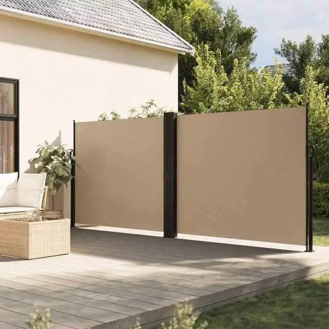 Tenda da sole laterale retrattile vidaXL in poliestere e acciaio, beige, L: 1200 cm, H: 160 cm