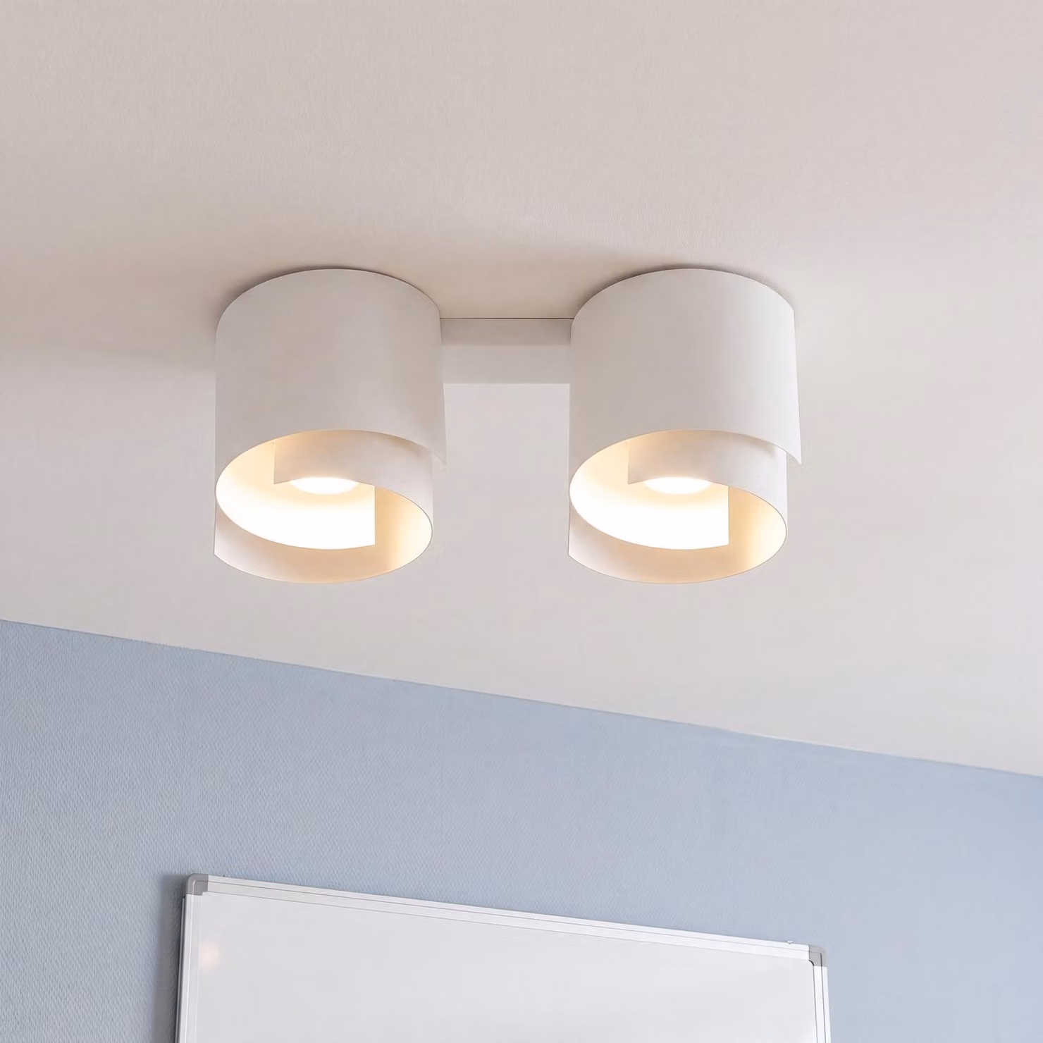 Plafoniera metallo bianco 2x GU10 40 cm di larghezza lampada da soffitto design moderno soggiorno corridoio