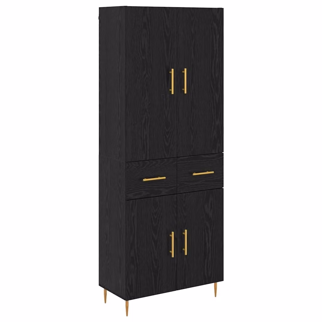 Credenza moderna vidaXL in legno MDF nero e oro, sospesa, L: 69,5 cm, P: 34 cm, H: 180 cm – 2