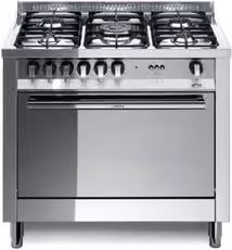Cucina freestanding a gas Lofra MG96GV-C con 5 fuochi e forno ventilato da 94 L, Classe A, Inox, L: 90 cm, P: 60 cm, H: 90,5 cm