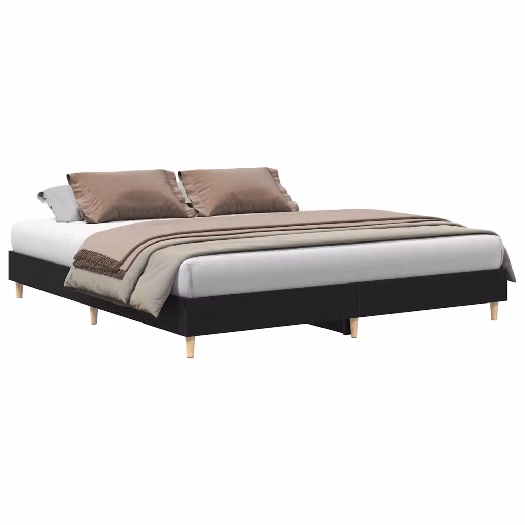Struttura del letto moderna vidaXL in legno color rovere e nero L/P/H: 203 x 203 x 25 cm – 2