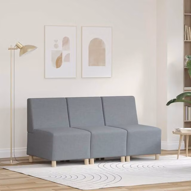 Divano Modulare Senza Braccioli 3 pz-Sofa Modulare-Divanetto Grigio chiaro 965903