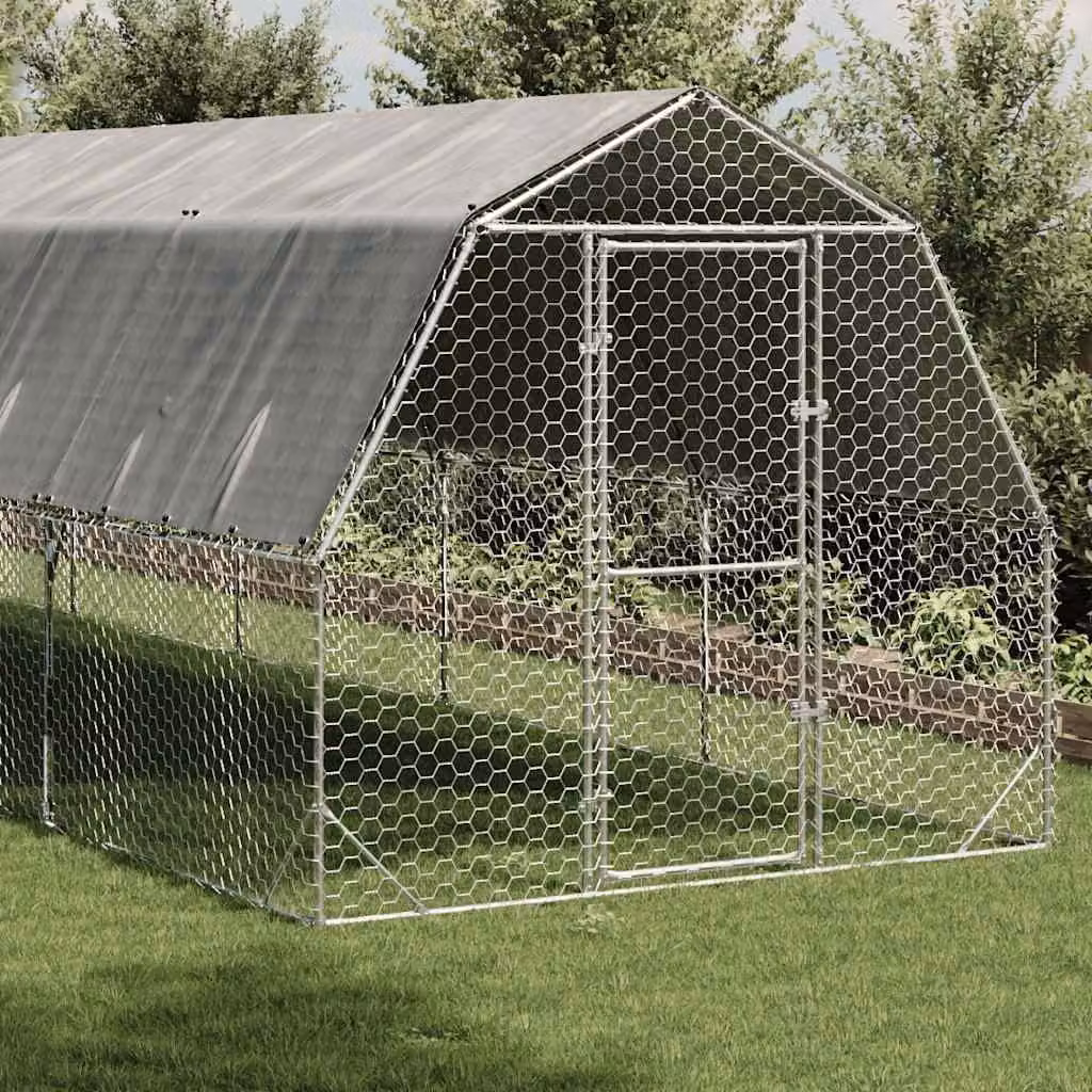 vidaXL Recinto per Polli con Tetto 2,5x6x2,25 m in Acciaio Zincato