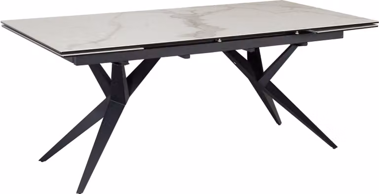 WOHNLING Tavolo da sala da pranzo 180 260 cm allungabile in Vetroceramica vetro bianco Tavolo in Vetroceramica effetto marmo Grande tavolo da cucina di design Tavolo da pranzo rettangolare stravagante