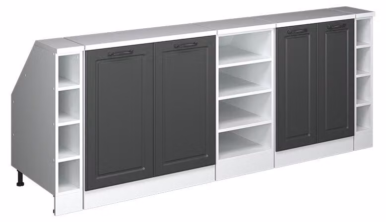 Mobile cucina sottotetto Vicco R-Line Antracite rustico 210 cm Set di 5 carcasse armadio profondità 60 cm, Model 60528