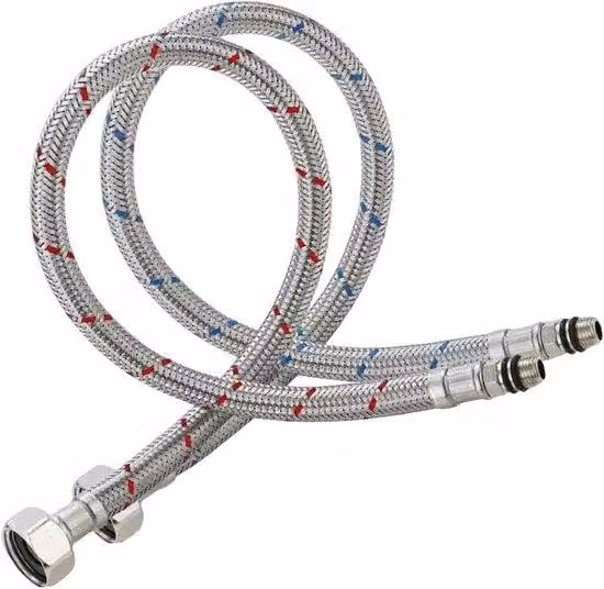 Rubinetto flessibile in acciaio inossidabile, lunghezza 60 cm, attacco M10 x 3/8, avvolto, raccordi per rubinetti, tubi flessibili, per miscelatori da cucina/bagno.
