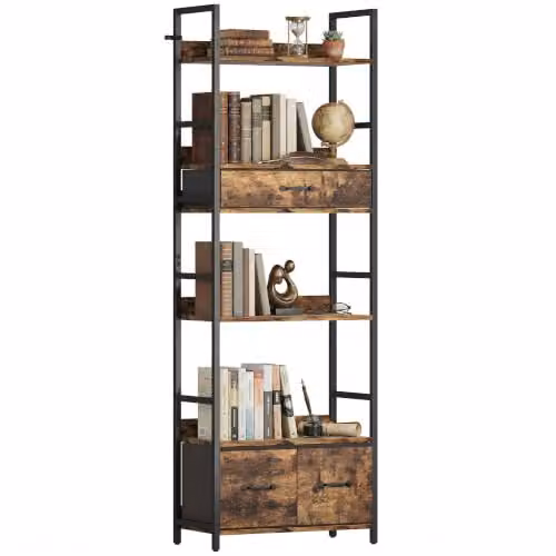 HOMCOM Scaffale industriale 6 livelli, 60x30x176 cm, Marrone Ruggine