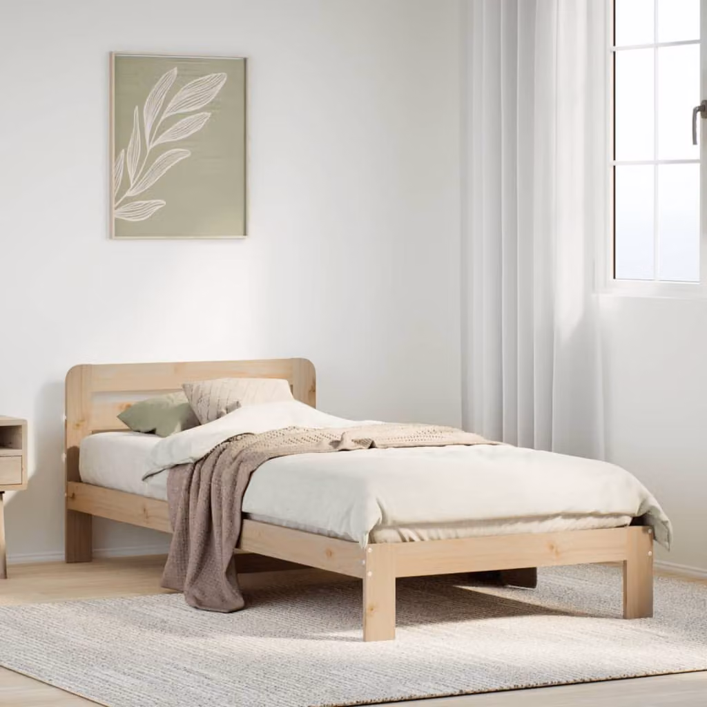 Letto senza materasso vidaXL in legno massello di pino marrone, L 90 x P 200 cm