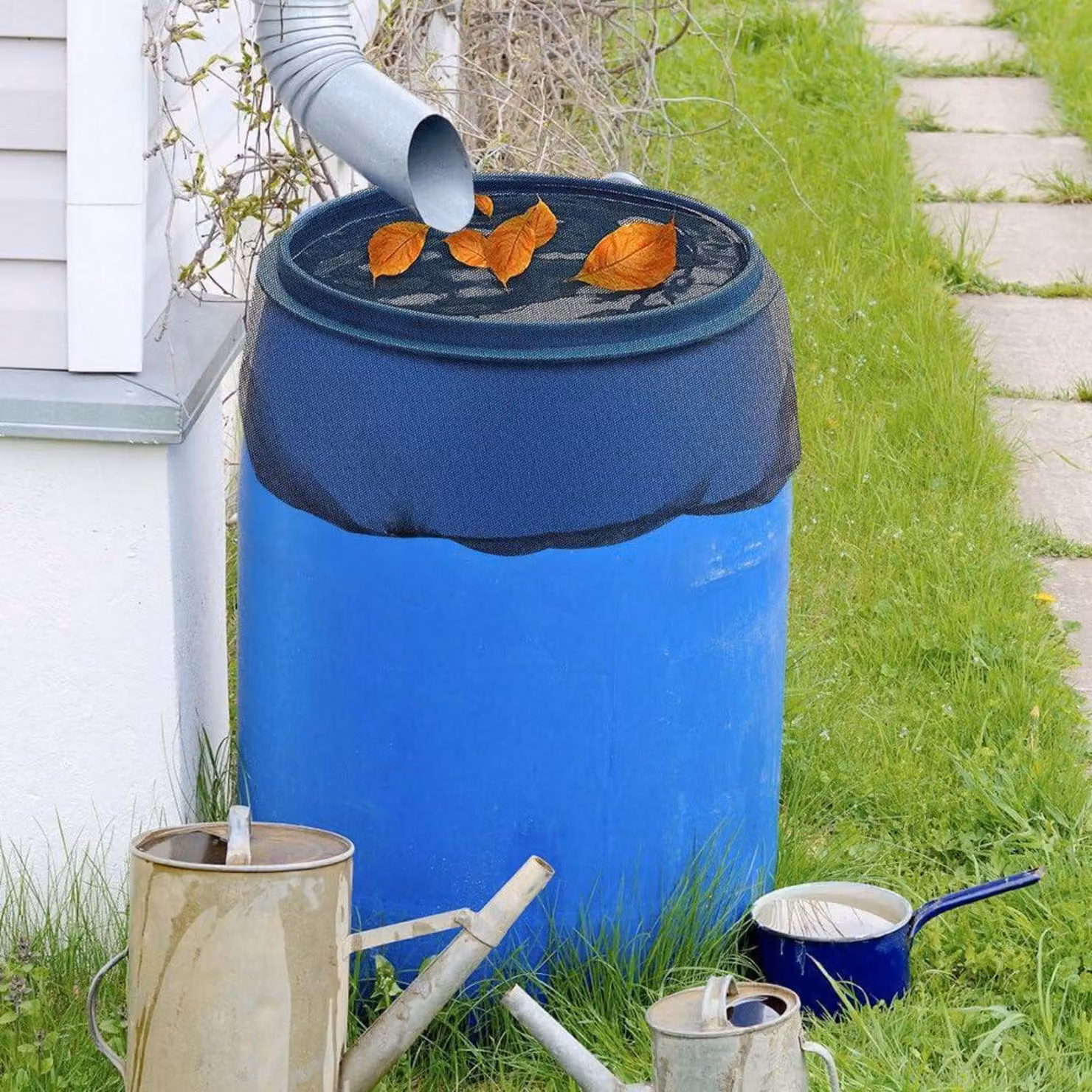 Contenitore per rifiuti da esterno, rete da 80 cm, regolabile, resistente alle intemperie, protezione dalle zanzare, cordoncino di serraggio, altezza regolabile da 60 a 120 cm