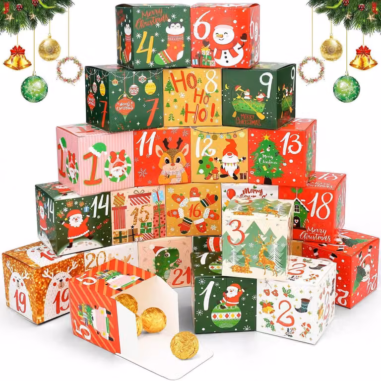 Scatole per l'avvento, da riempire, confezione da 24 pezzi, ideali per il fai-da-te, per creare regali di Natale
