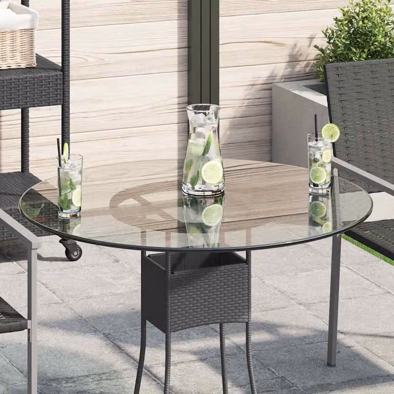 vidaXL Tavolo Rotondo Moderno in Vetro Temperato Trasparente Diametro: 80 cm