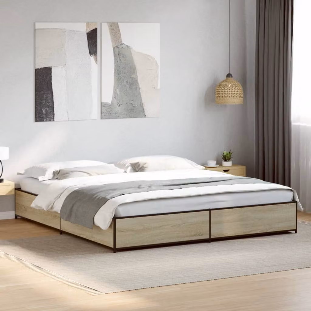 Giroletto vidaXL in Rovere Sonoma e Metallo, L/P: 200 x 200 cm