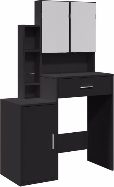 Toeletta | Tavolo da Trucco con Armadietto Nero 80x35x132 cm