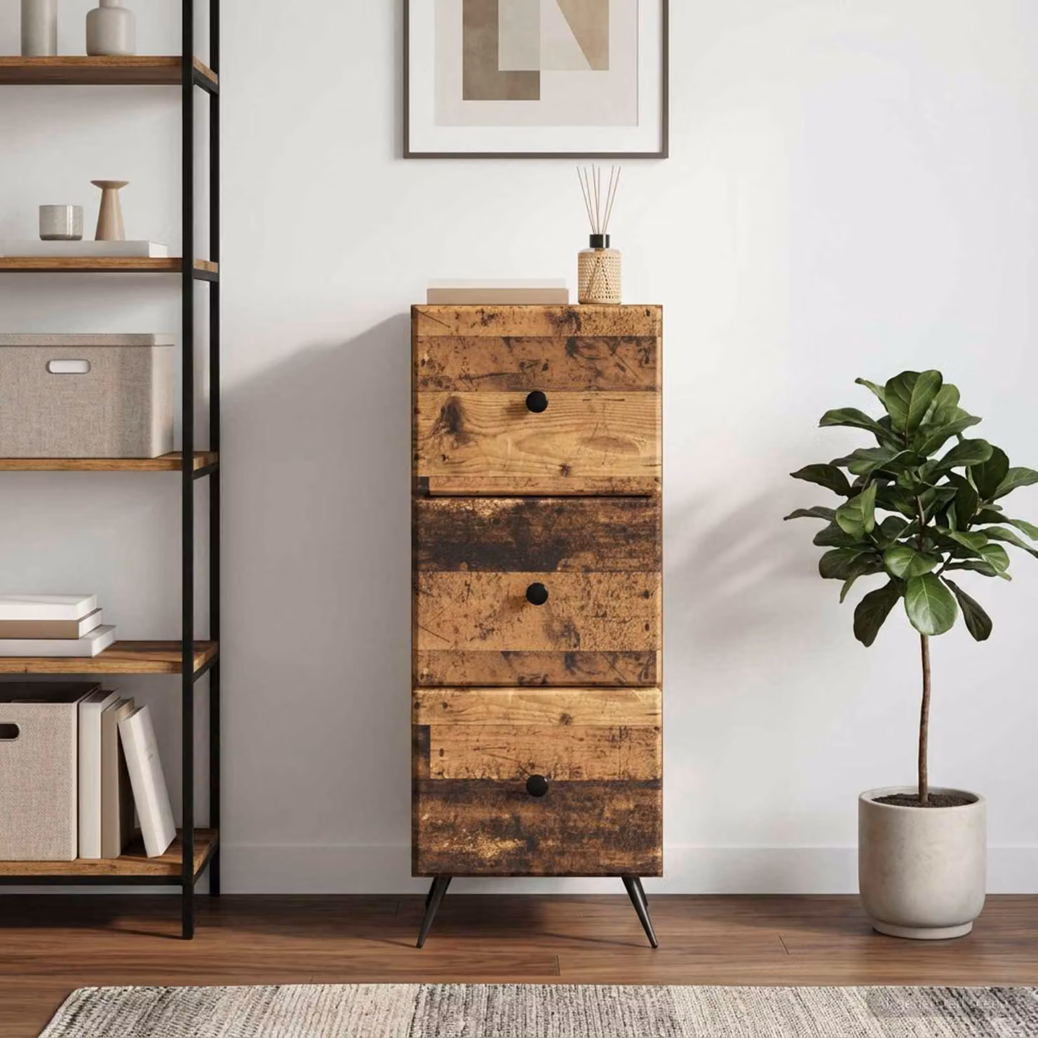 Mobile con cassetti vidaXL in legno color marrone L: 33 cm, P: 34,5 cm, H: 90 cm