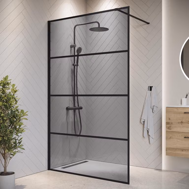 Badplaats Parete Doccia Essos 120 x 200 cm – Nero – Doccia Walk-In 8 mm Vetro Fumé