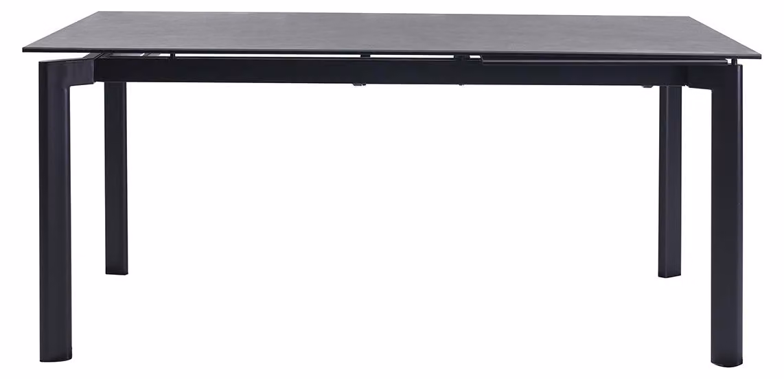 Miliboo - Tavolo da pranzo allungabile in Vetroceramica nera e metallo, L 180-240 cm, modello CARA