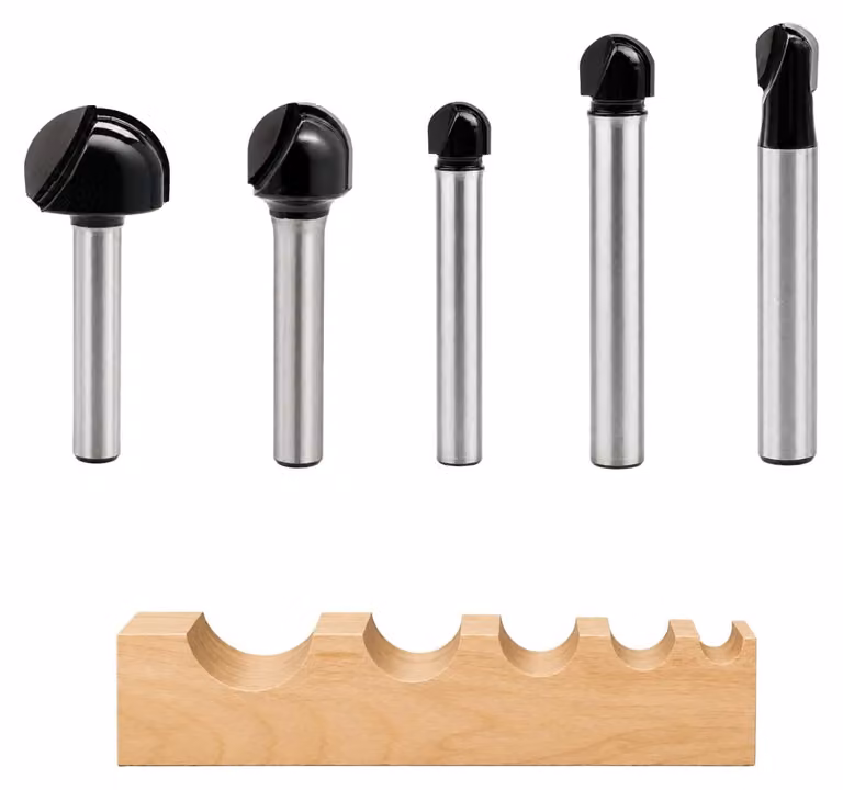 Set di frese a testa sferica, composto da 5 pezzi, con gambo da 6 mm e diametri da 6x6 a 18 mm