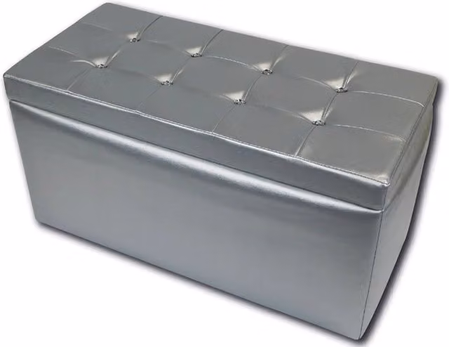 Baule Cassapanca Pouf Contenitore Silvia in Similpelle Argento GIORDANOSHOP L: 45 cm, P: 43 cm, H: 45 cm