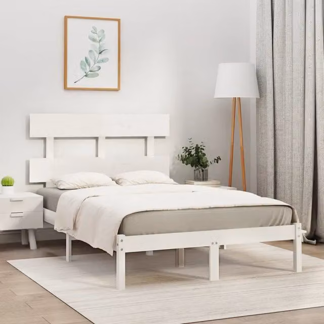 Letto con Giroletto Bianco in Legno Massello di Pino vidaXL L/P: 120 x 200 cm