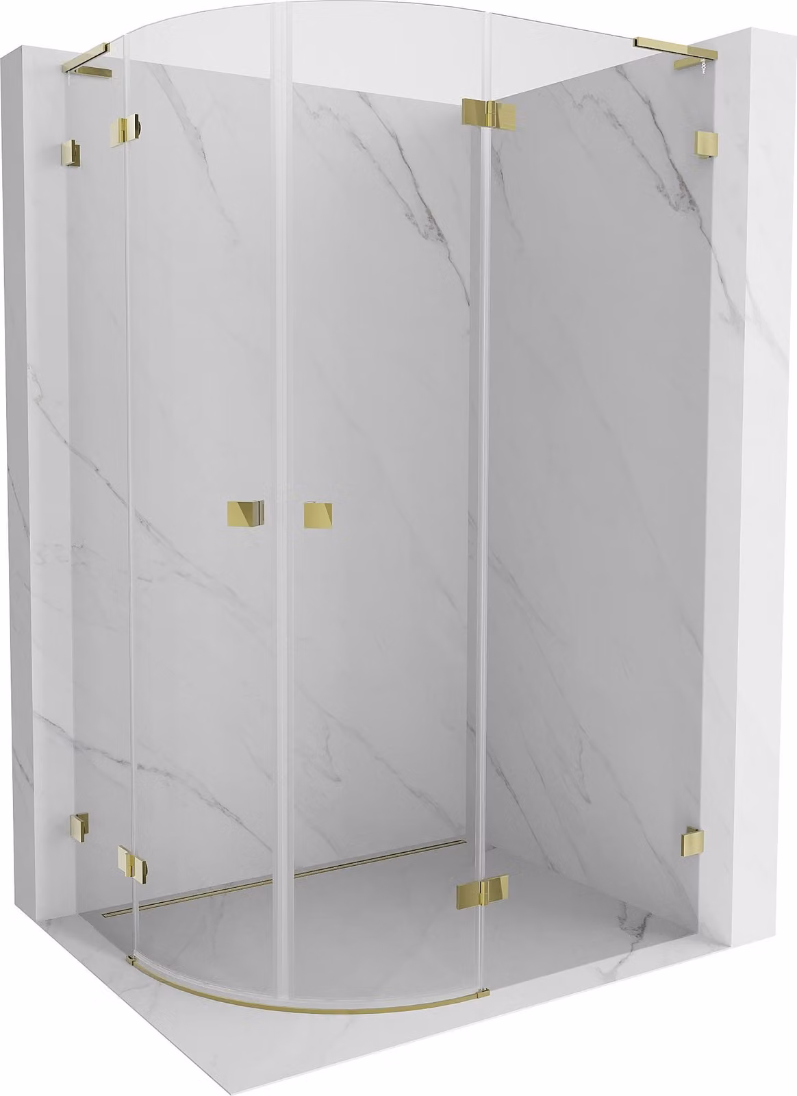 Mexen Lunar L cabina doccia semicircolare a battente destra 100 x 90 cm, trasparente, oro - 833L-100P-090L-50-00