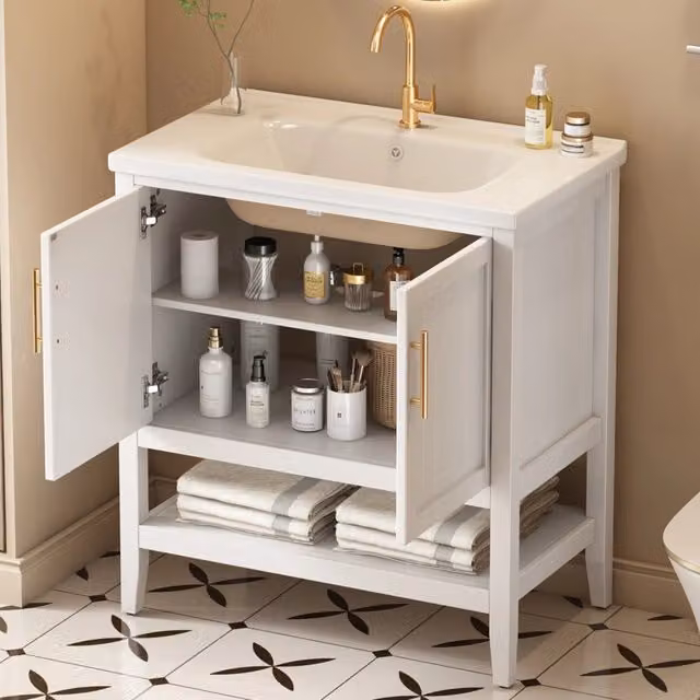 Mobile sottolavabo con lavabo integrato ¨C Minimal ¨C Bianco 80cm