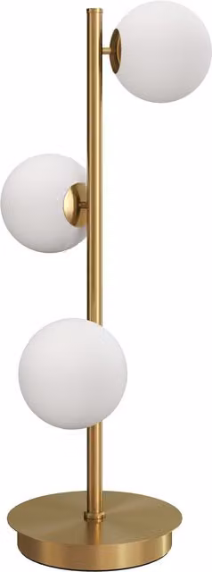Lampada da tavolo HOMCOM con 3 paralumi a sfera in vetro, base in metallo color ottone, portalampada G9, L/P/H: 24 x 24 x 53 cm – 1