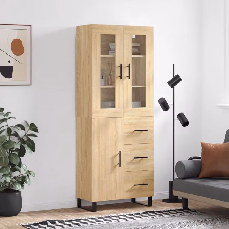 Credenza moderna vidaXL in legno Rovere Sonoma marrone, L 69,5 cm x P 34 cm x H 180 cm