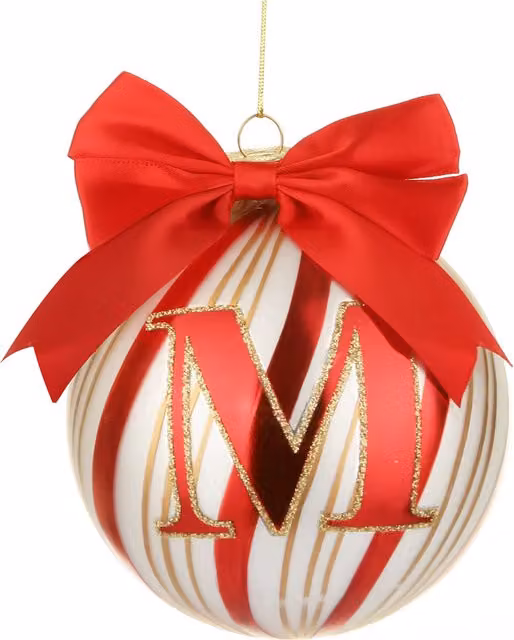 Pallina di Natale Circus Kasanova in vetro rosso con lettera M, Diametro: 10 cm