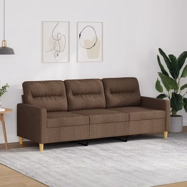 Divano a 3 Posti Marrone 180 cm in Tessuto 359246